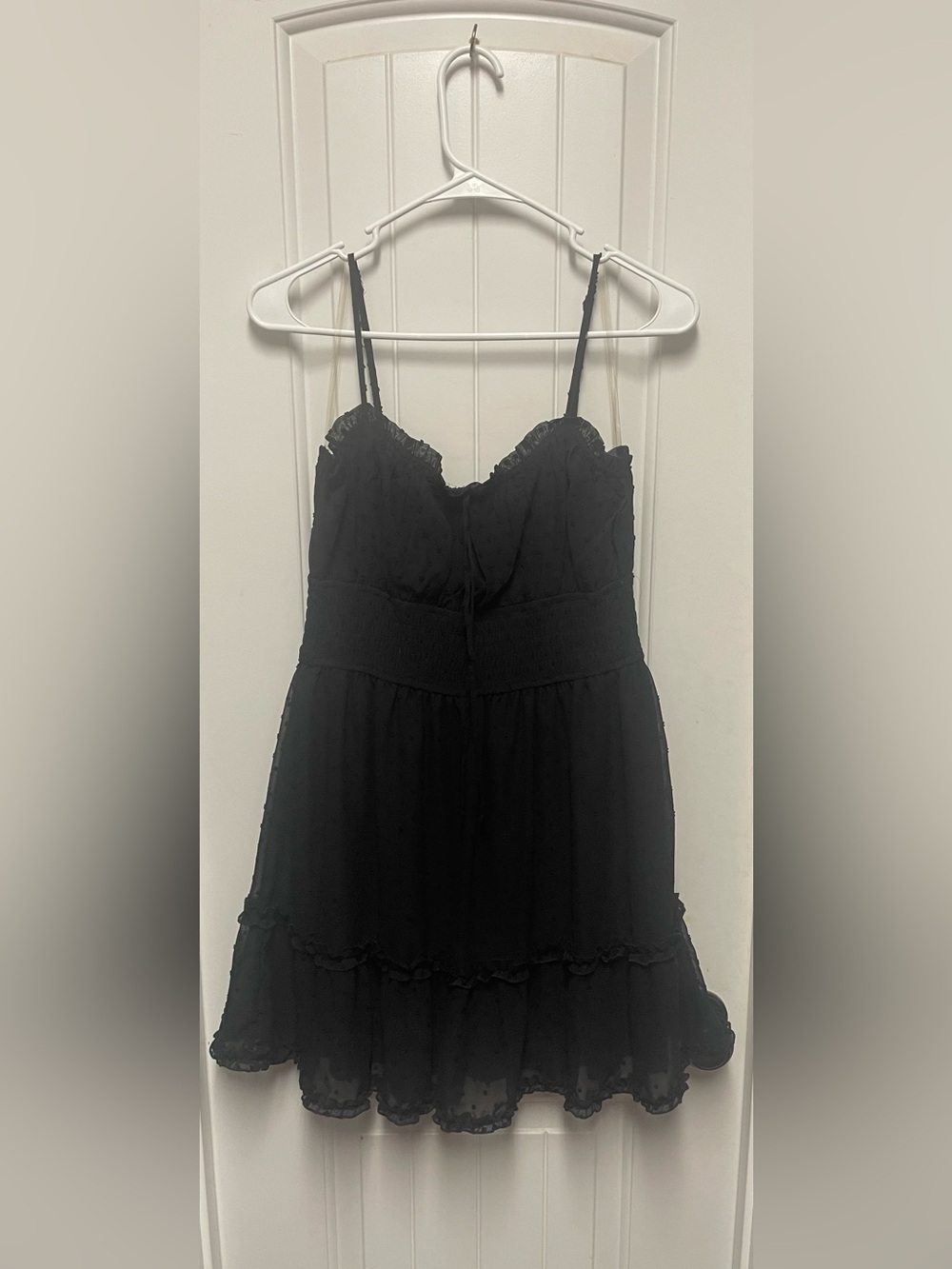 Francesca's Black Textured Smocked Midi Dress